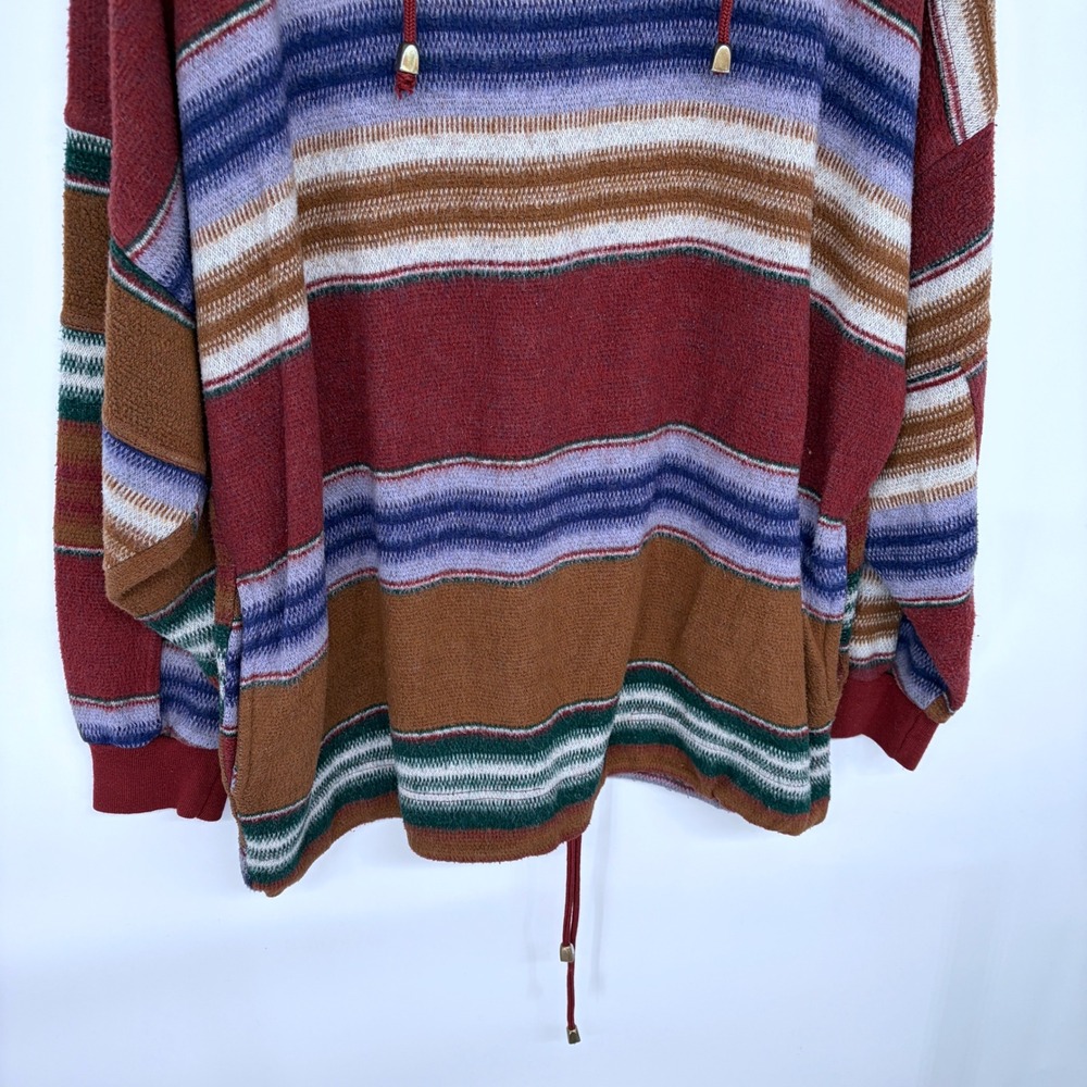 Vintage 90s French Country Express Mens Striped Quarter Zip Pullover Sweater Md - Picture 3 of 5